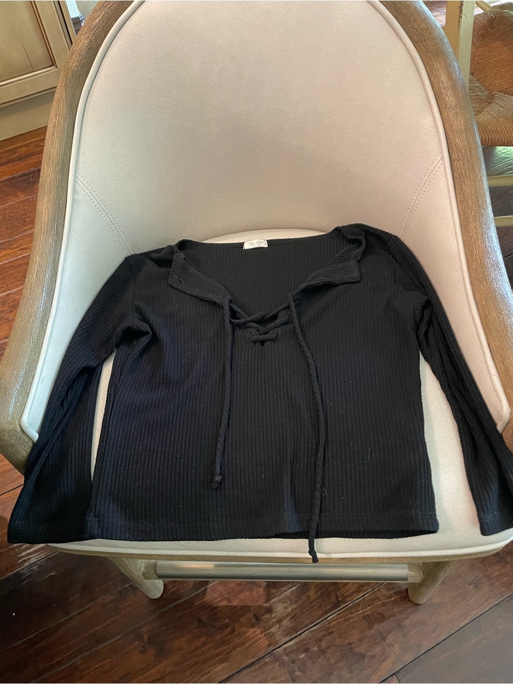 Brandy Melville Black Ribbed Long Sleeve Top John Galt